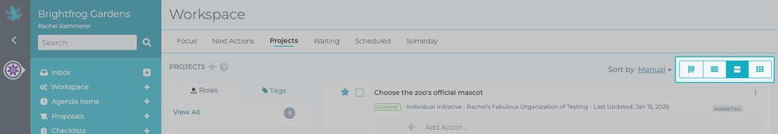 Workspace view buttons