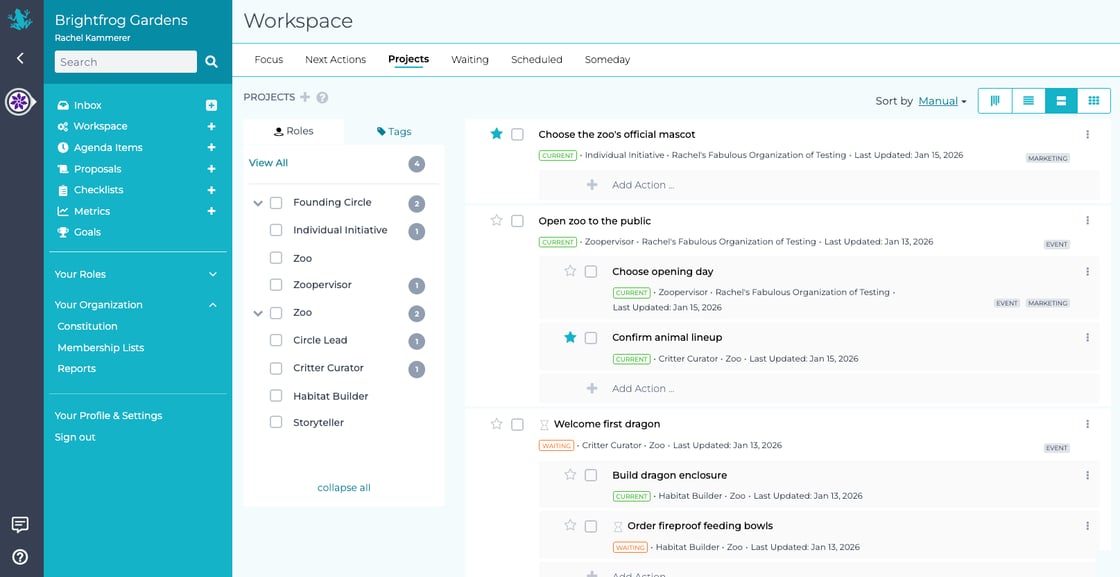 Workspace details view