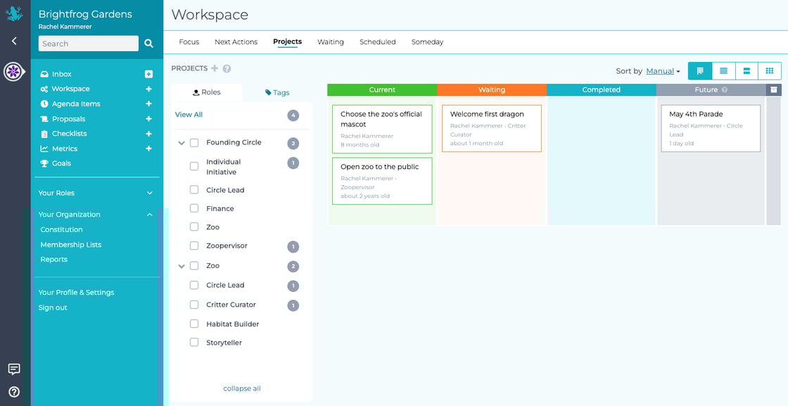 Workspace kanban view