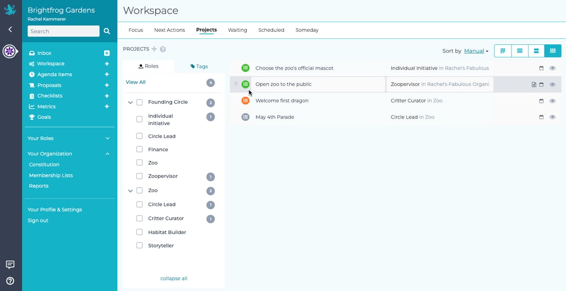 Workspace table view